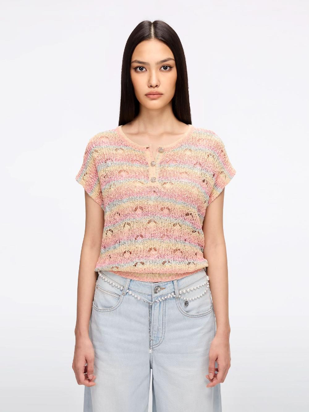 miss sixty CUT-OUT KNIT SWEATER MULTICOLOUR