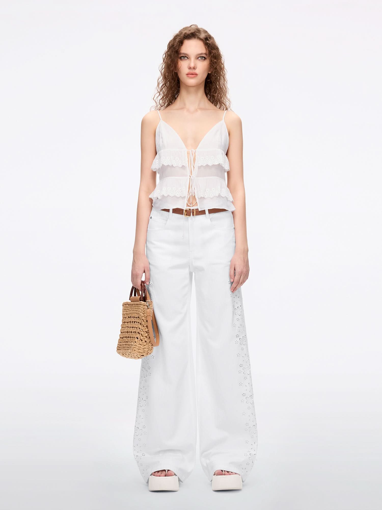 Miss Sixty CUT-OUT WIDE-LEG JEANS WHITE