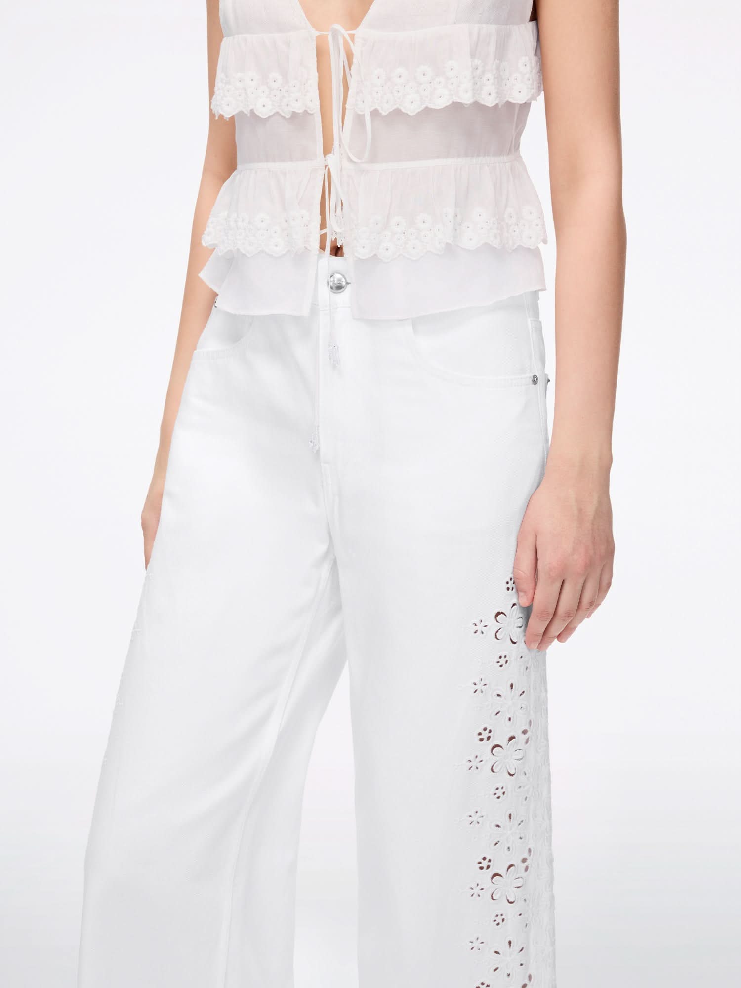 Miss Sixty CUT-OUT WIDE-LEG JEANS WHITE
