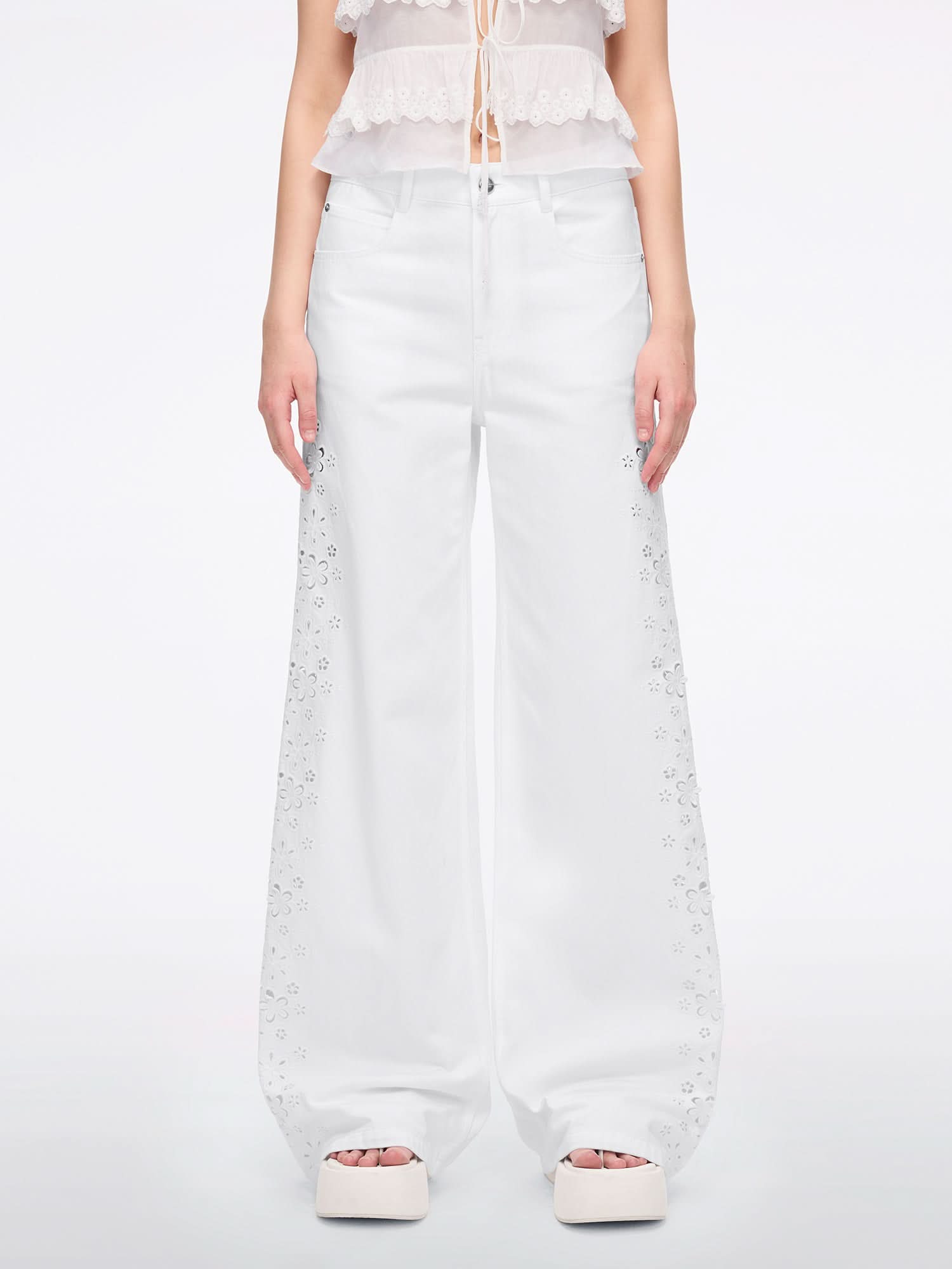 miss sixty CUT-OUT WIDE-LEG JEANS WHITE