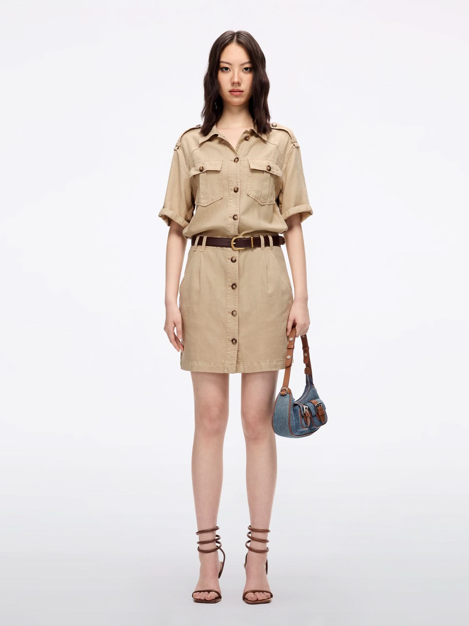 Miss Sixty DENIM DRESS WITH BELT KHAKI