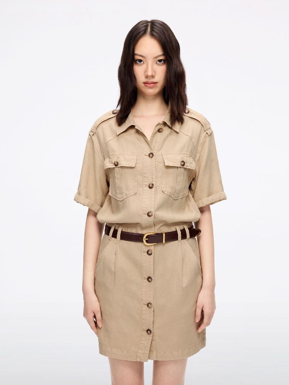 miss sixty DENIM DRESS WITH BELT KHAKI