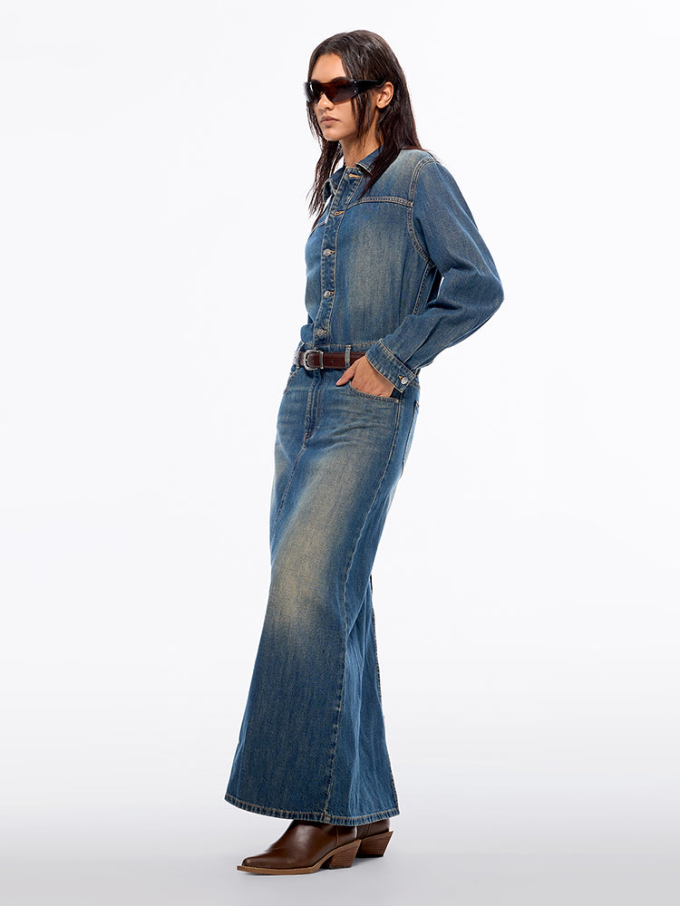 Miss Sixty DENIM DRESS WITH SPLIT MIDDLE BLUE