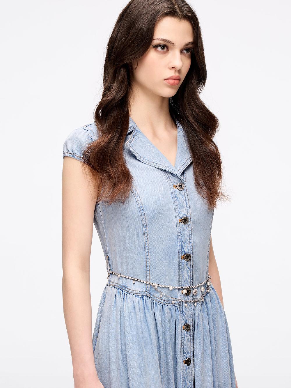 Miss Sixty DENIM DRESS WITH WAIST CHAIN LIGHT BLUE
