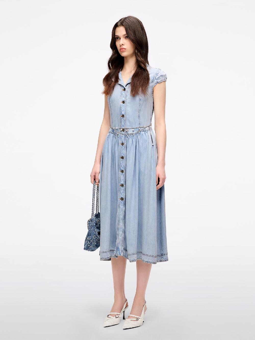 Miss Sixty DENIM DRESS WITH WAIST CHAIN LIGHT BLUE