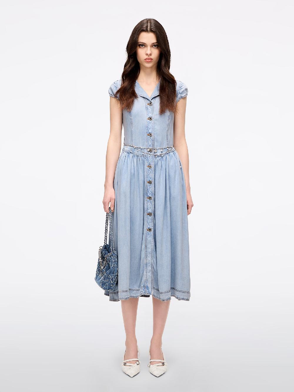miss sixty DENIM DRESS WITH WAIST CHAIN LIGHT BLUE