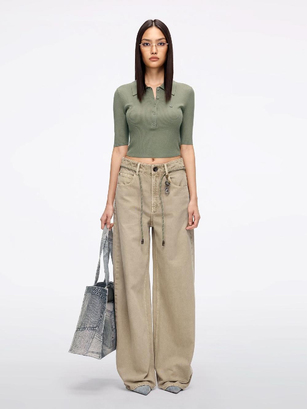 Miss Sixty DENIM JEANS WITH WAIST TIE KHAKI