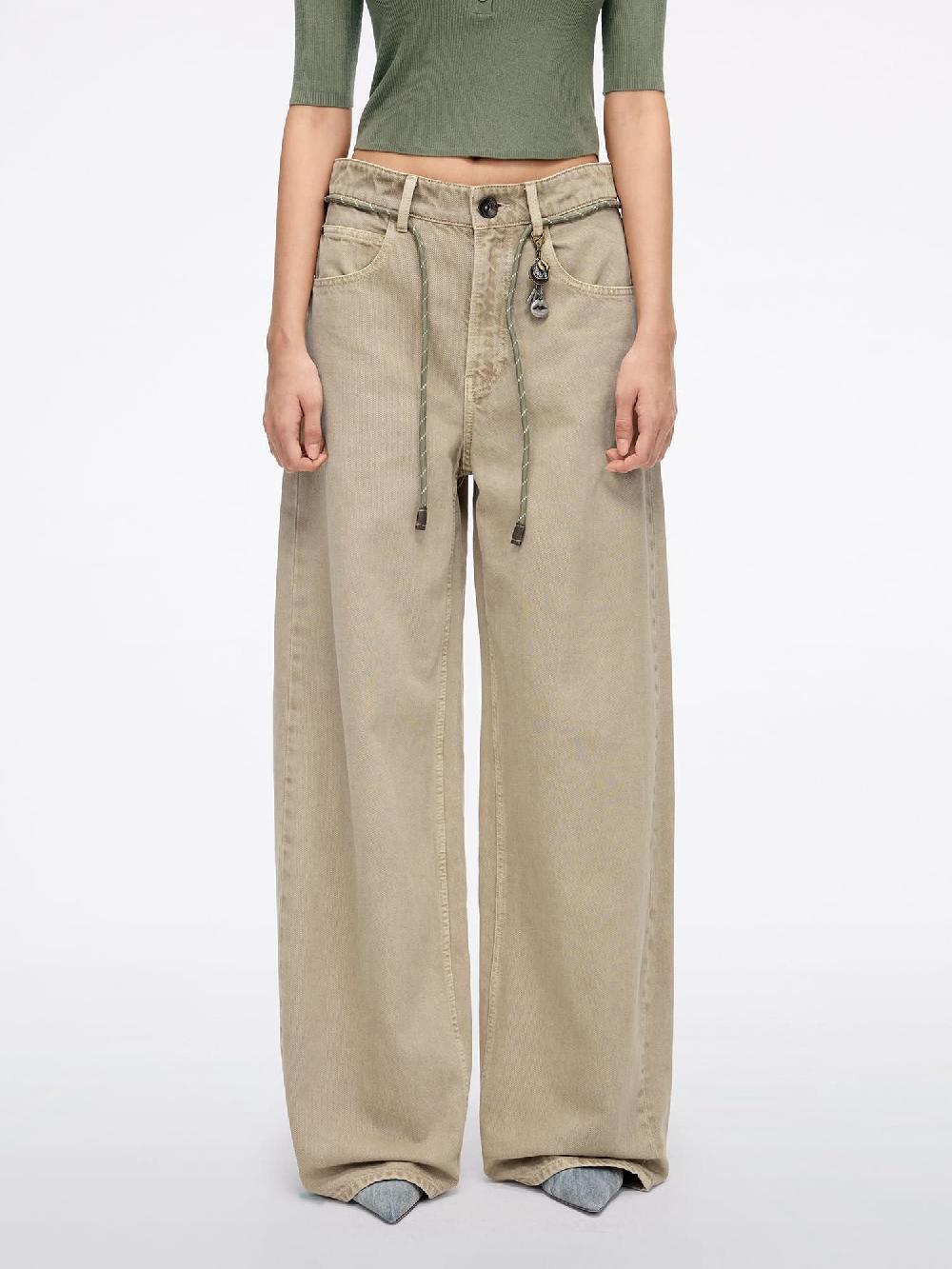 miss sixty DENIM JEANS WITH WAIST TIE KHAKI