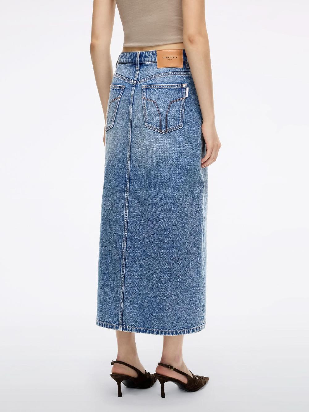 Miss Sixty DENIM MIDI SKIRT MIDDLE BLUE