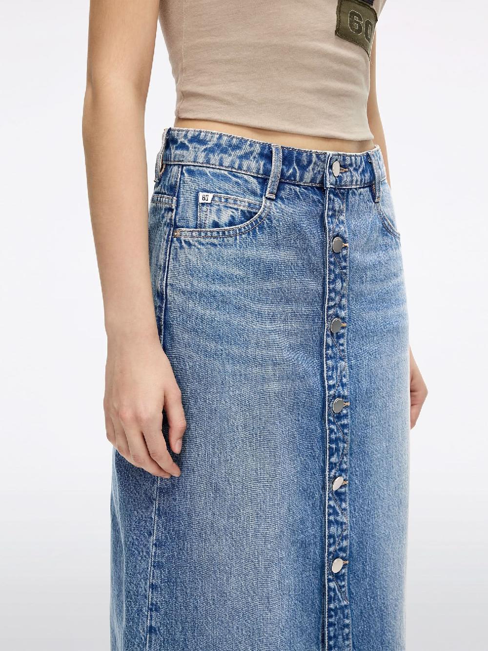 Miss Sixty DENIM MIDI SKIRT MIDDLE BLUE