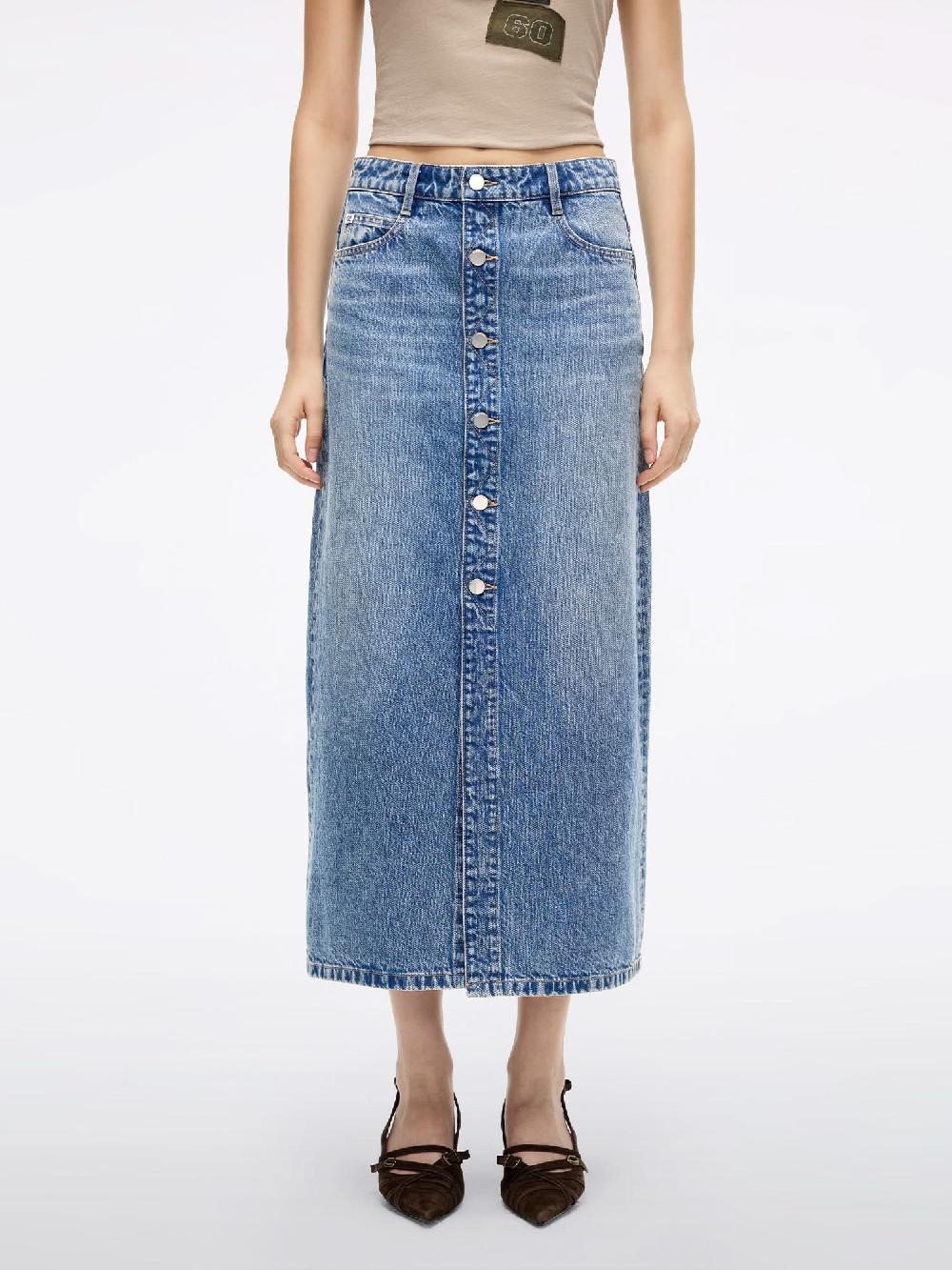 miss sixty DENIM MIDI SKIRT MIDDLE BLUE