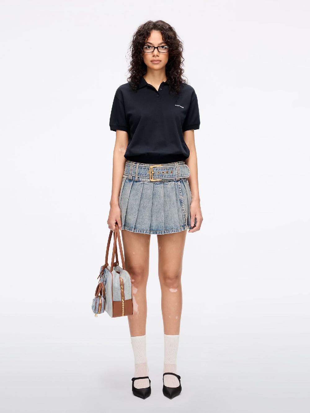 Miss Sixty DENIM MINI SKIRT WITH BELT MIDDLE BLUE
