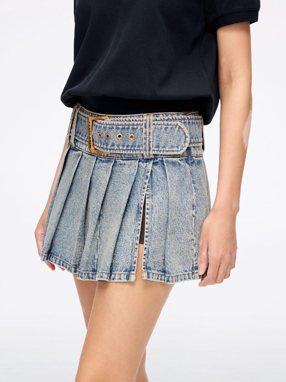 Miss Sixty DENIM MINI SKIRT WITH BELT MIDDLE BLUE