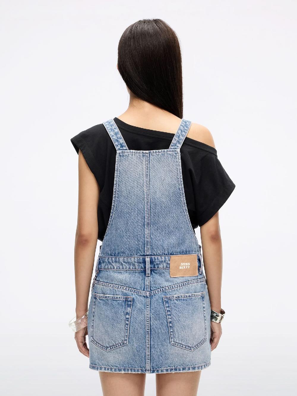 Miss Sixty DENIM PINAFORE DRESS LIGHT BLUE