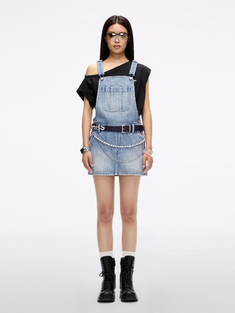 Miss Sixty DENIM PINAFORE DRESS LIGHT BLUE