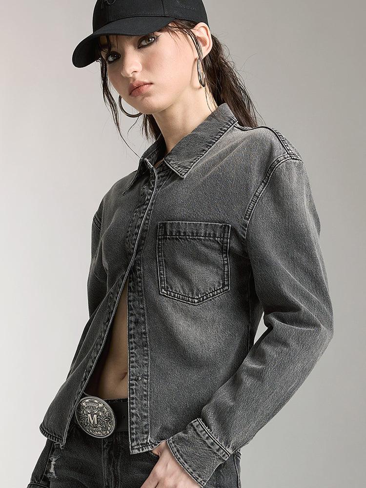 Miss Sixty DENIM SHIRT WITH PRINTED BLACK FOG