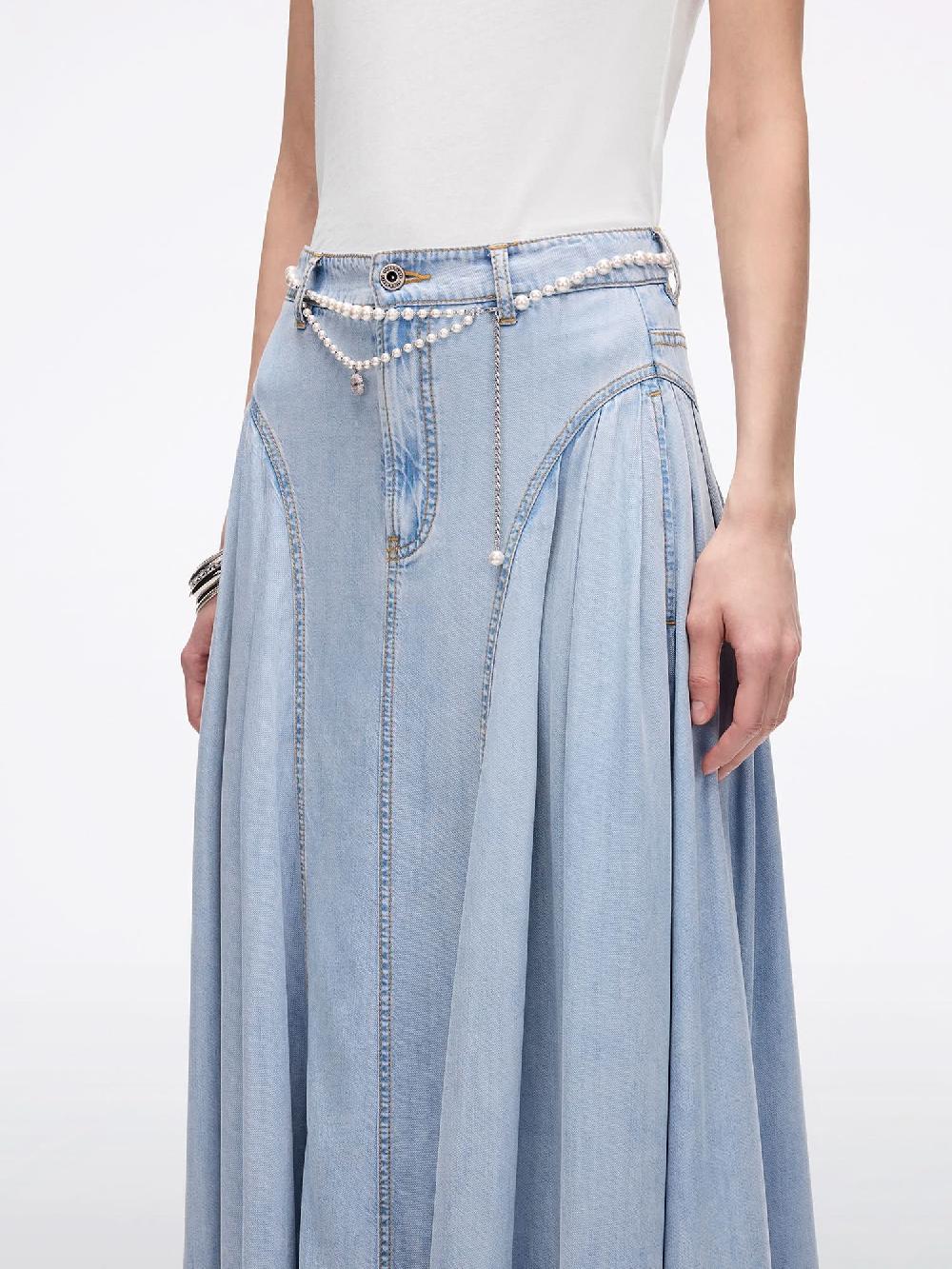 Miss Sixty DENIM SKIRT WITH WAIST CHAIN LIGHT BLUE