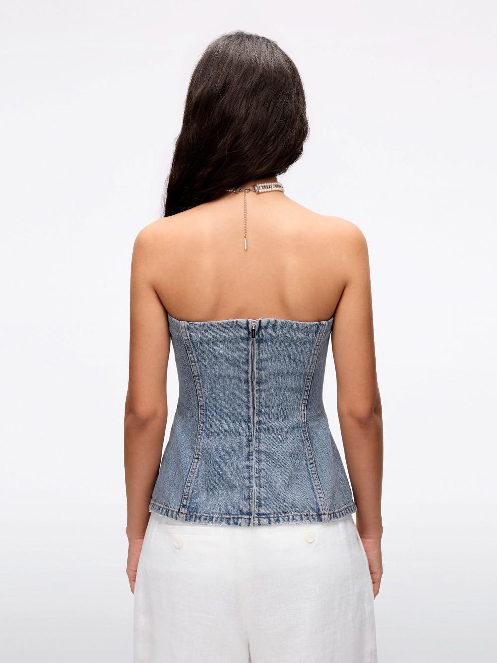 Miss Sixty DENIM STRAPLESS TOP MIDDLE BLUE