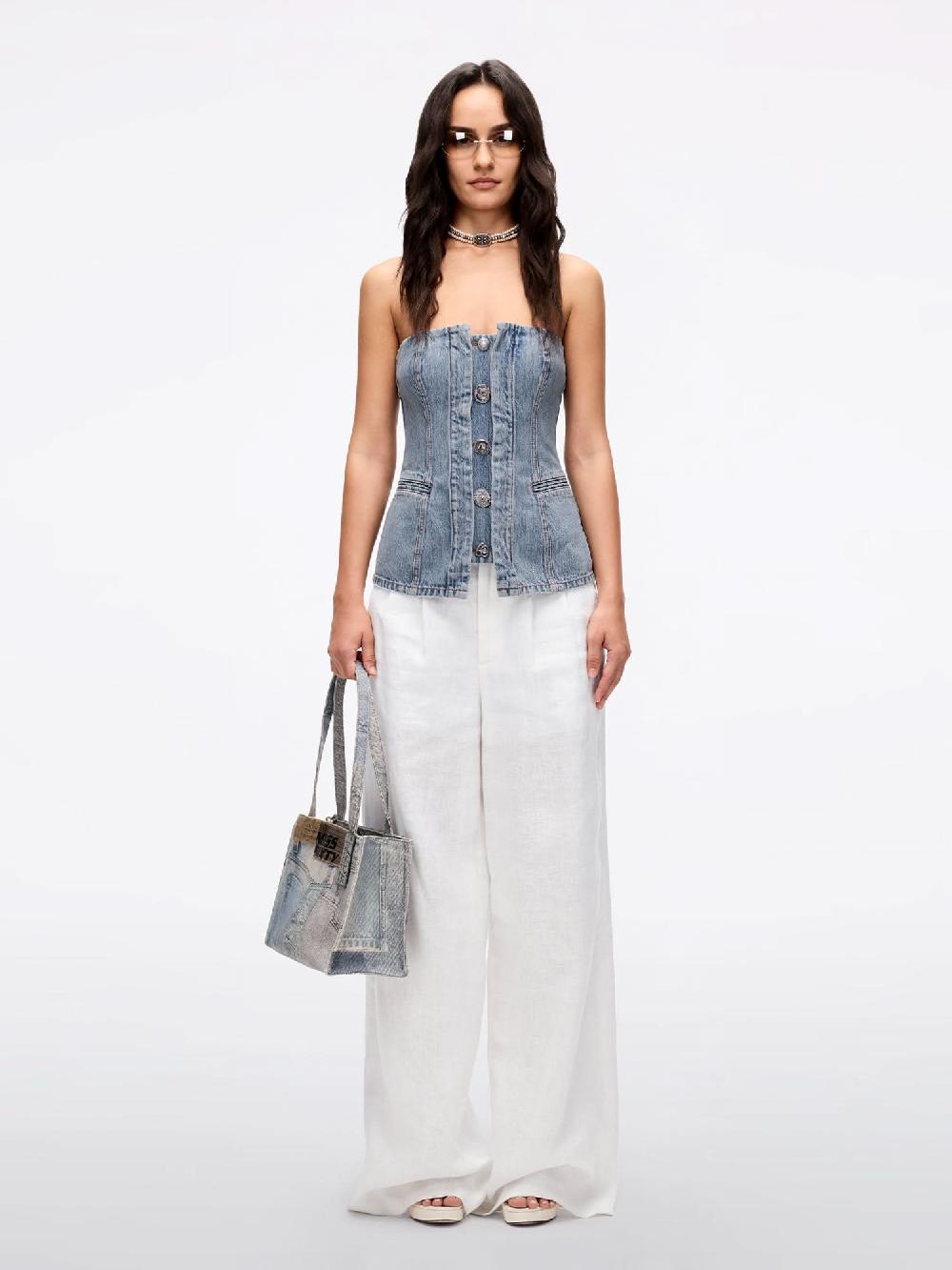 Miss Sixty DENIM STRAPLESS TOP MIDDLE BLUE