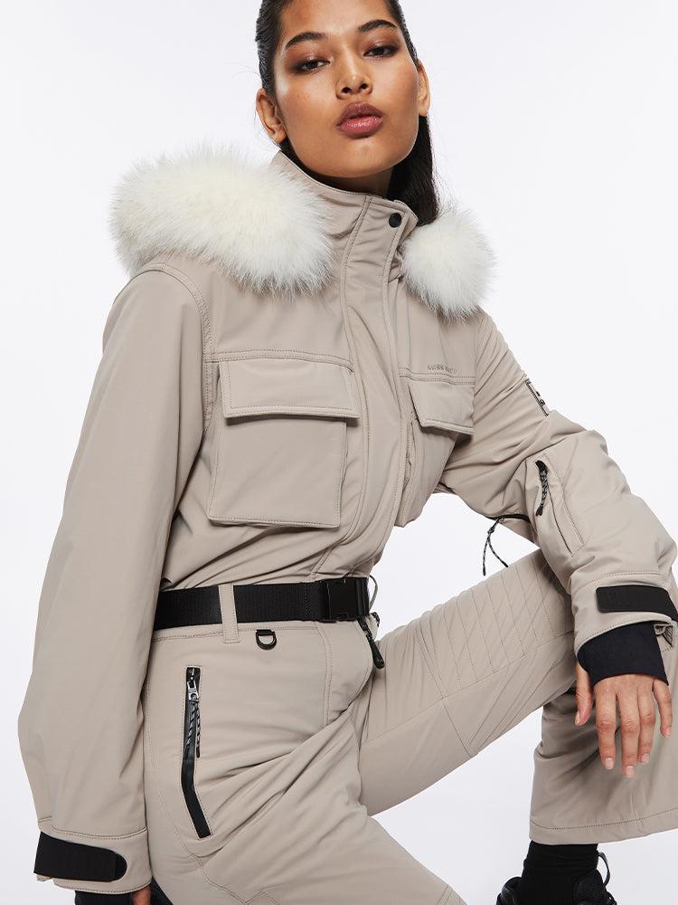 Miss Sixty DETACHABLE FUR JUMPSUIT KHAKI