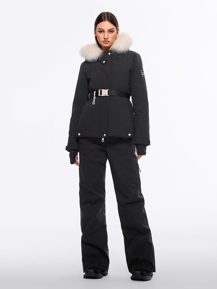 Miss Sixty DETACHABLE FUR PUFFER JACKET BLACK