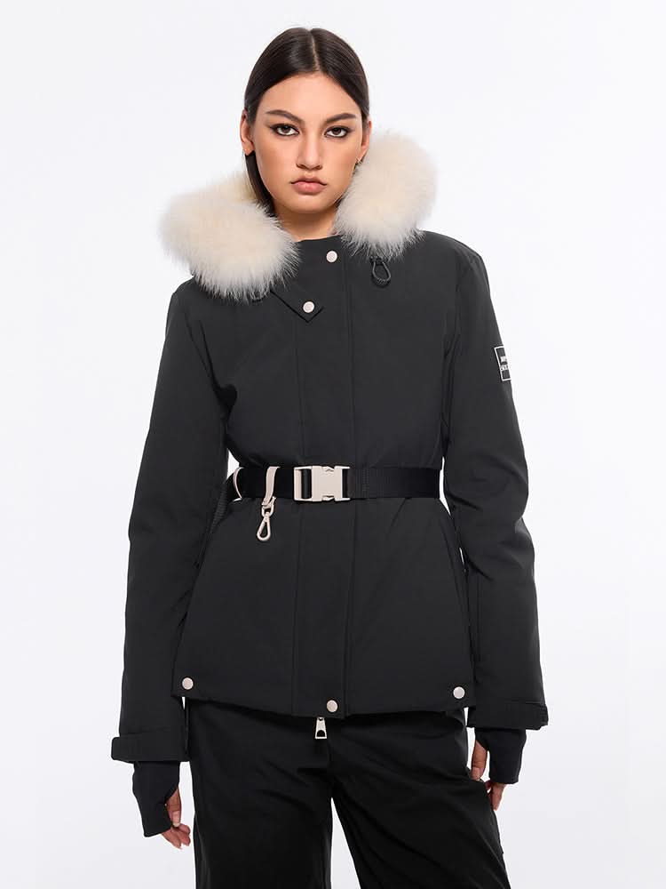 miss sixty DETACHABLE FUR PUFFER JACKET BLACK