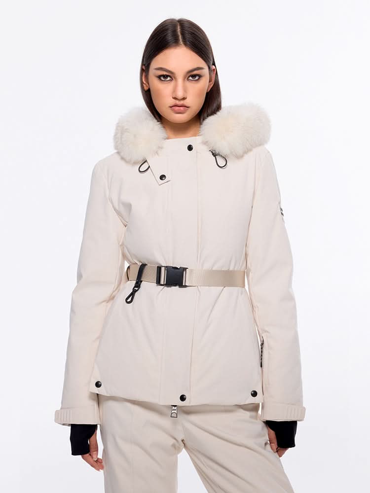 miss sixty DETACHABLE FUR PUFFER JACKET OFF WHITE