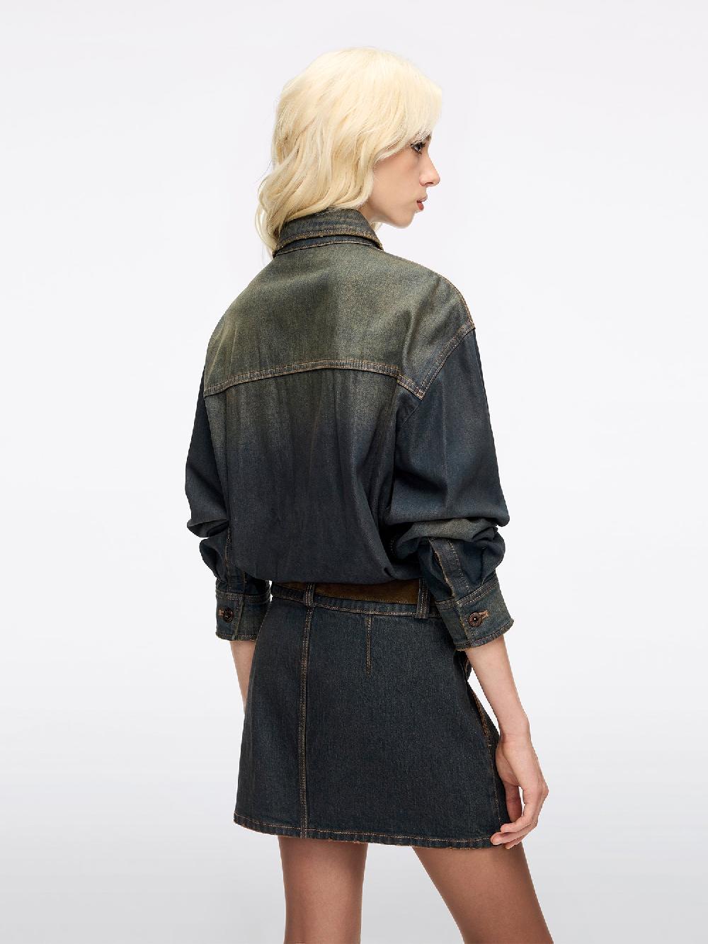 Miss Sixty DISTRESSED DENIM DRESS RETRO BLUE