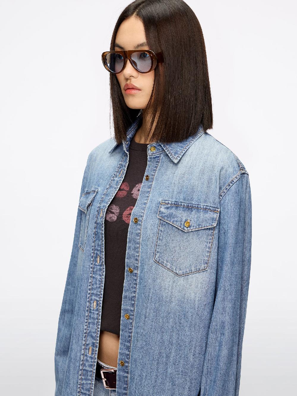 Miss Sixty DISTRESSED DENIM SHIRT LIGHT BLUE