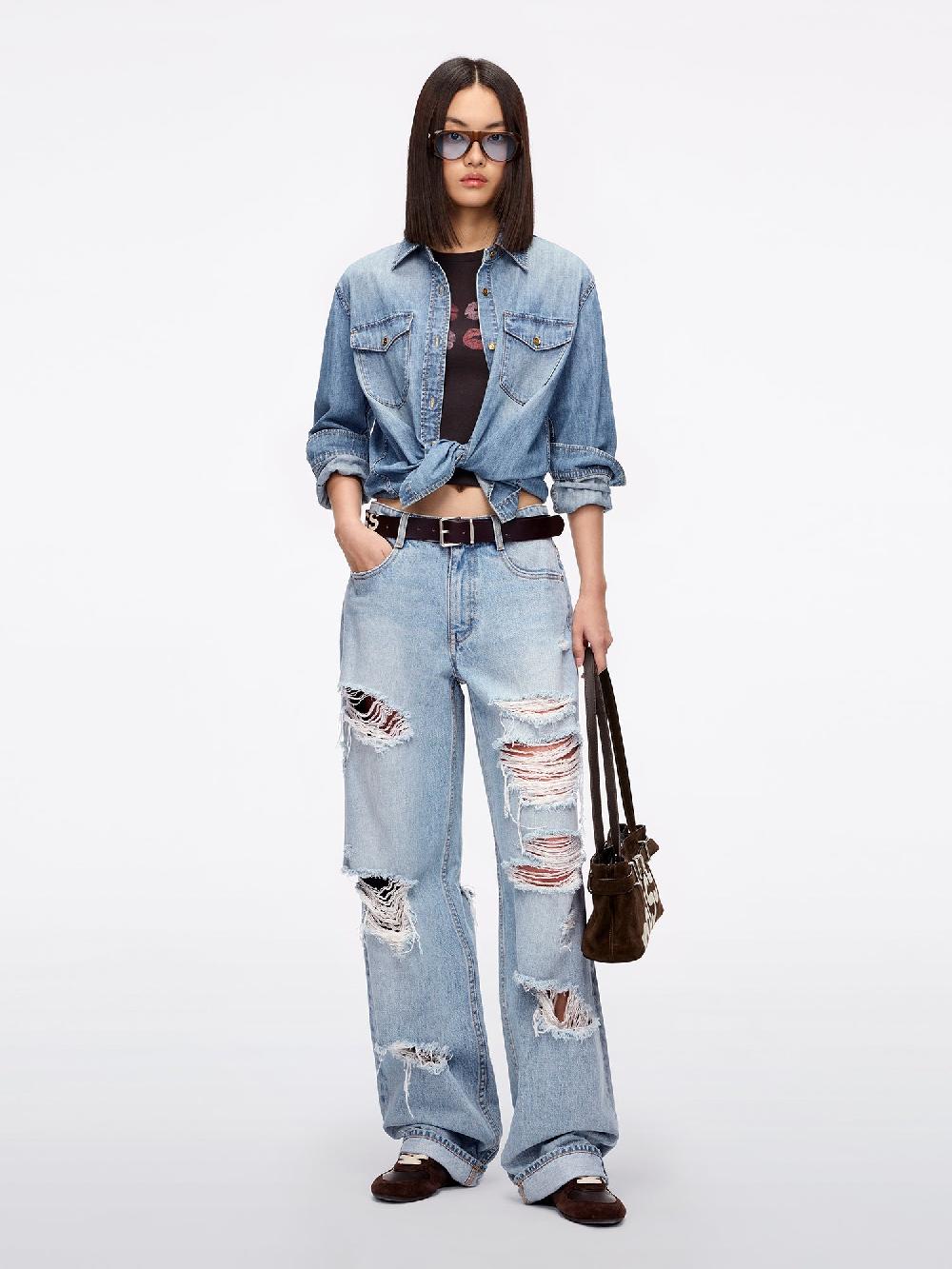 Miss Sixty DISTRESSED DENIM SHIRT LIGHT BLUE