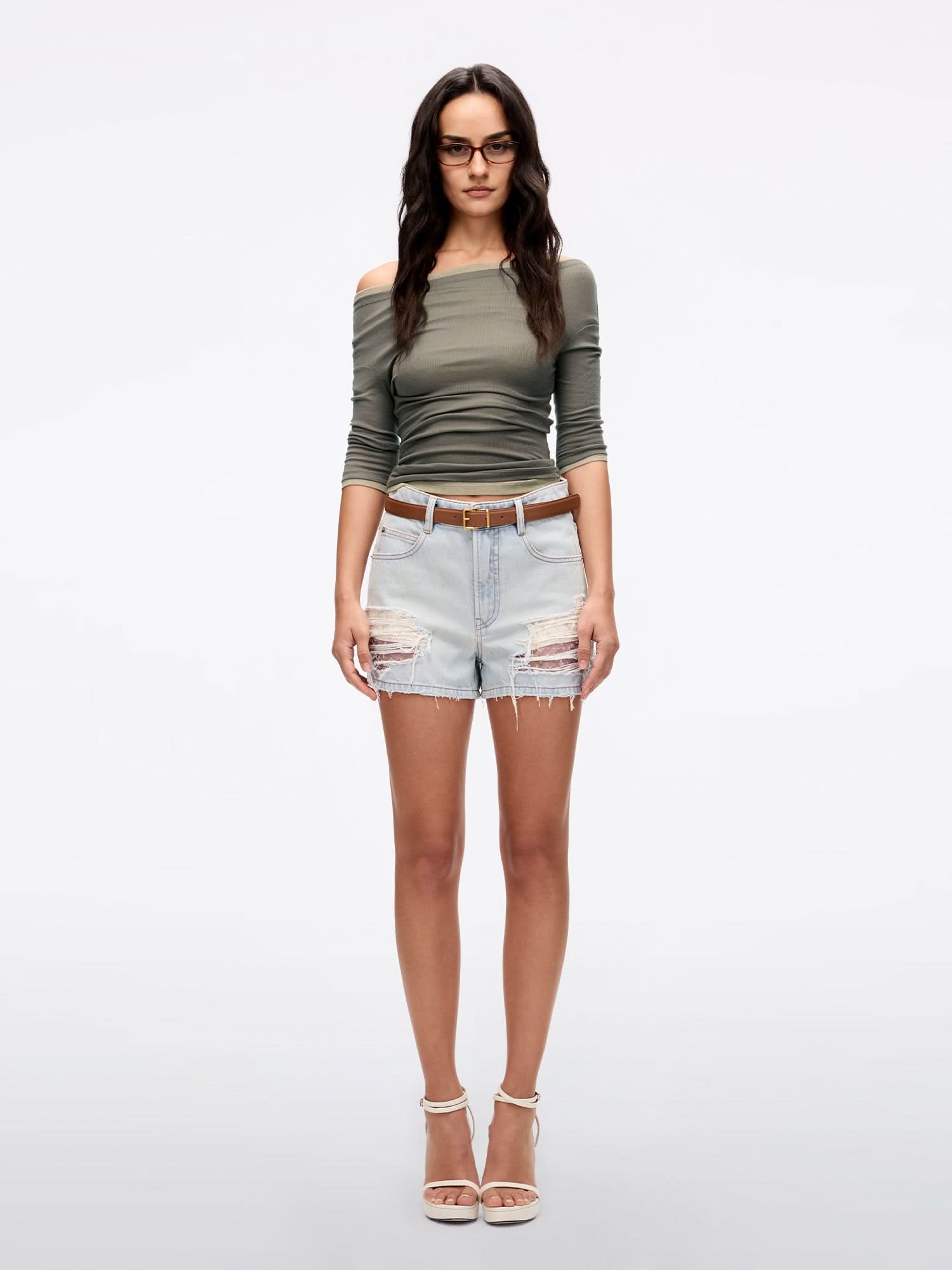 Miss Sixty DISTRESSED DENIM SHORTS LIGHT BLUE