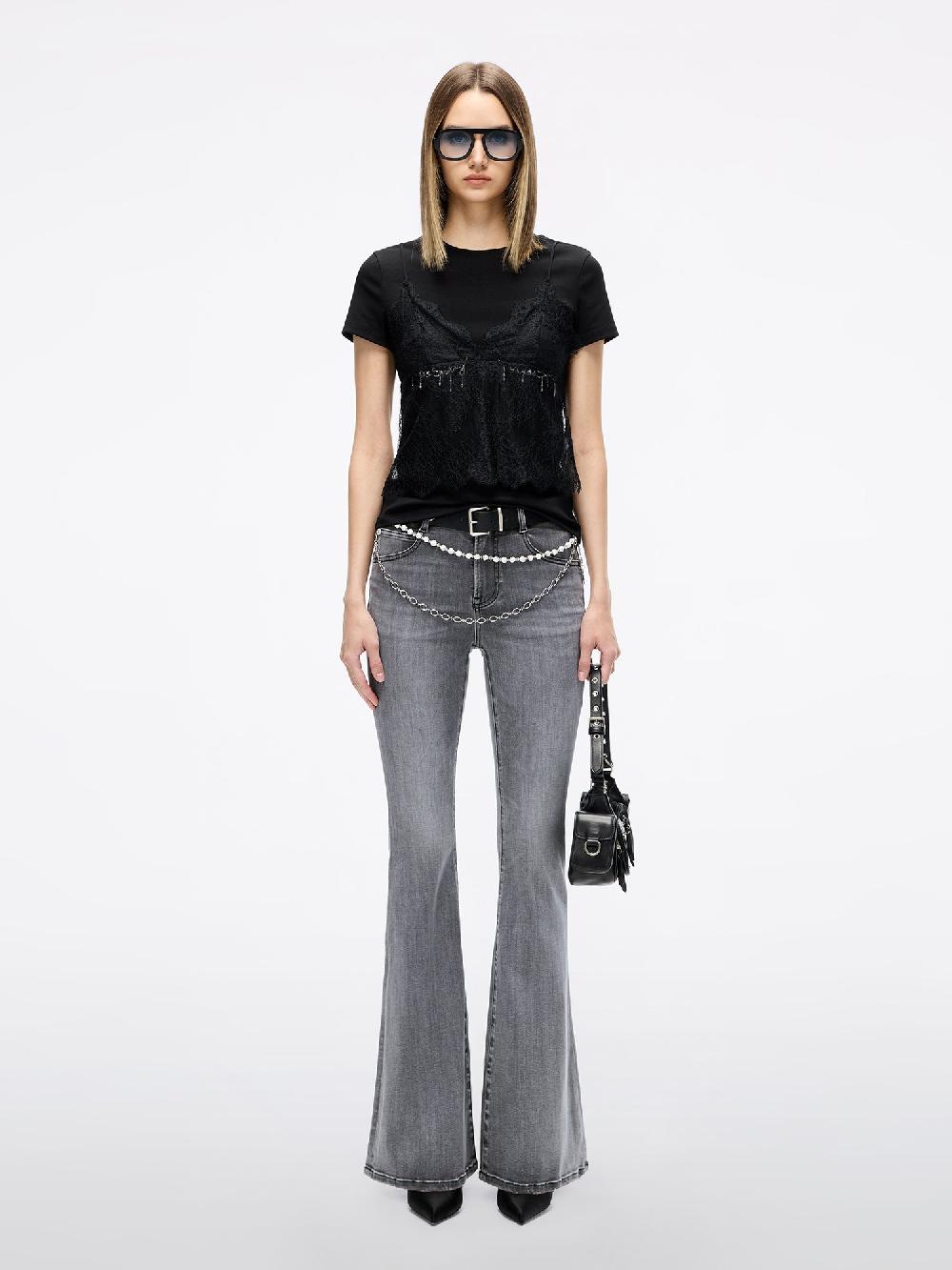 Miss Sixty DISTRESSED FLARED JEANS BLACK FOG