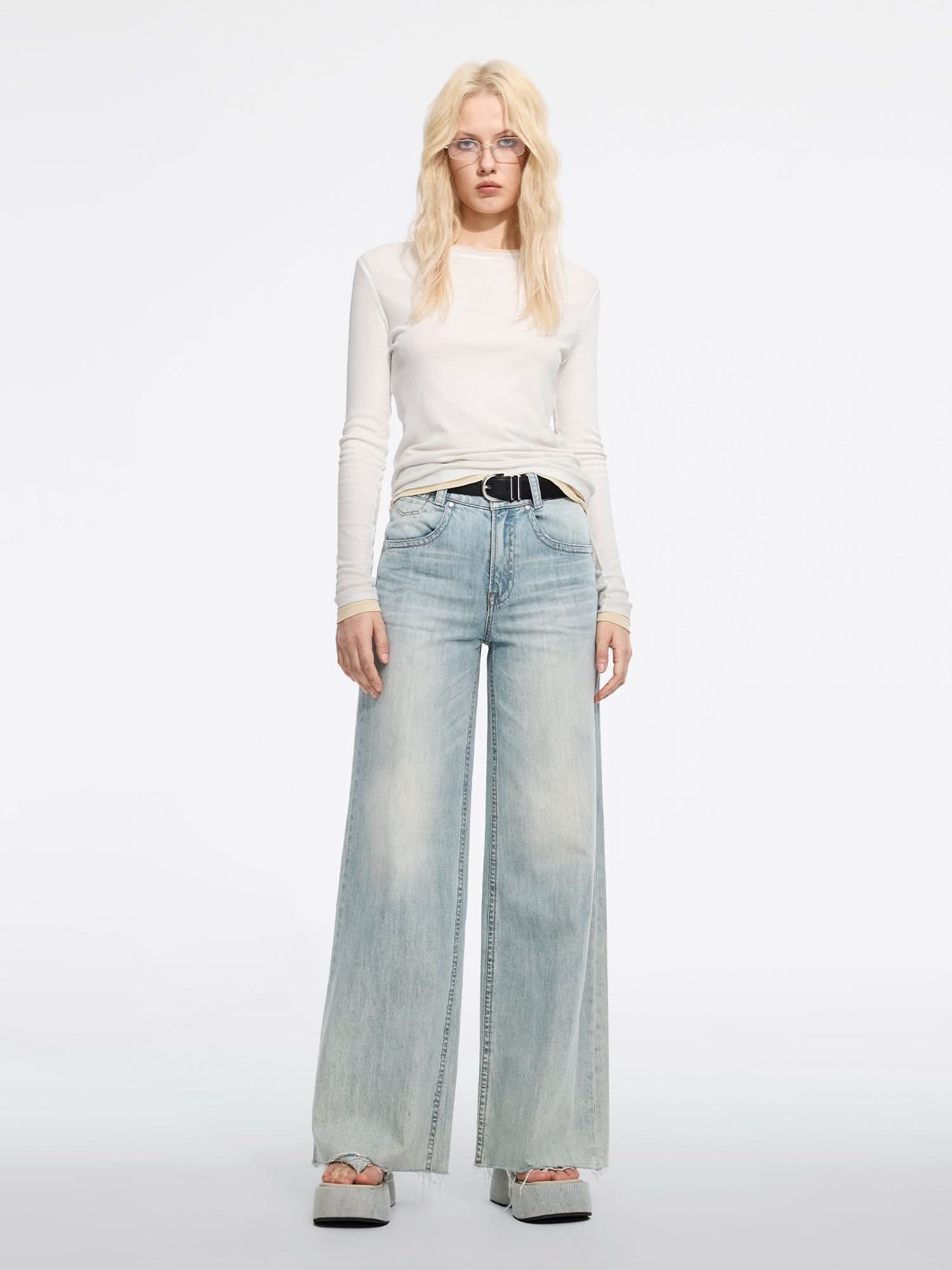 Miss Sixty DISTRESSED FLARED JEANS-FLM LIGHT BLUE