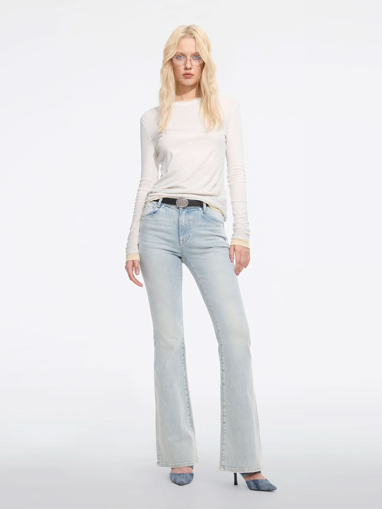 Miss Sixty DISTRESSED FLARED JEANS LIGHT BLUE