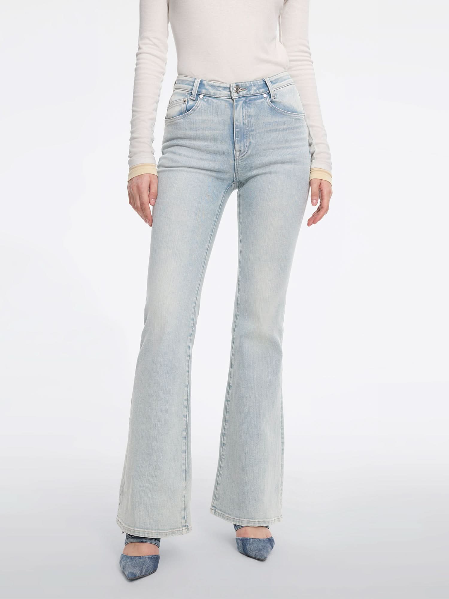 miss sixty DISTRESSED FLARED JEANS LIGHT BLUE