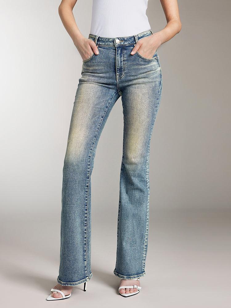 miss sixty DISTRESSED FLARED JEANS MIDDLE BLUE