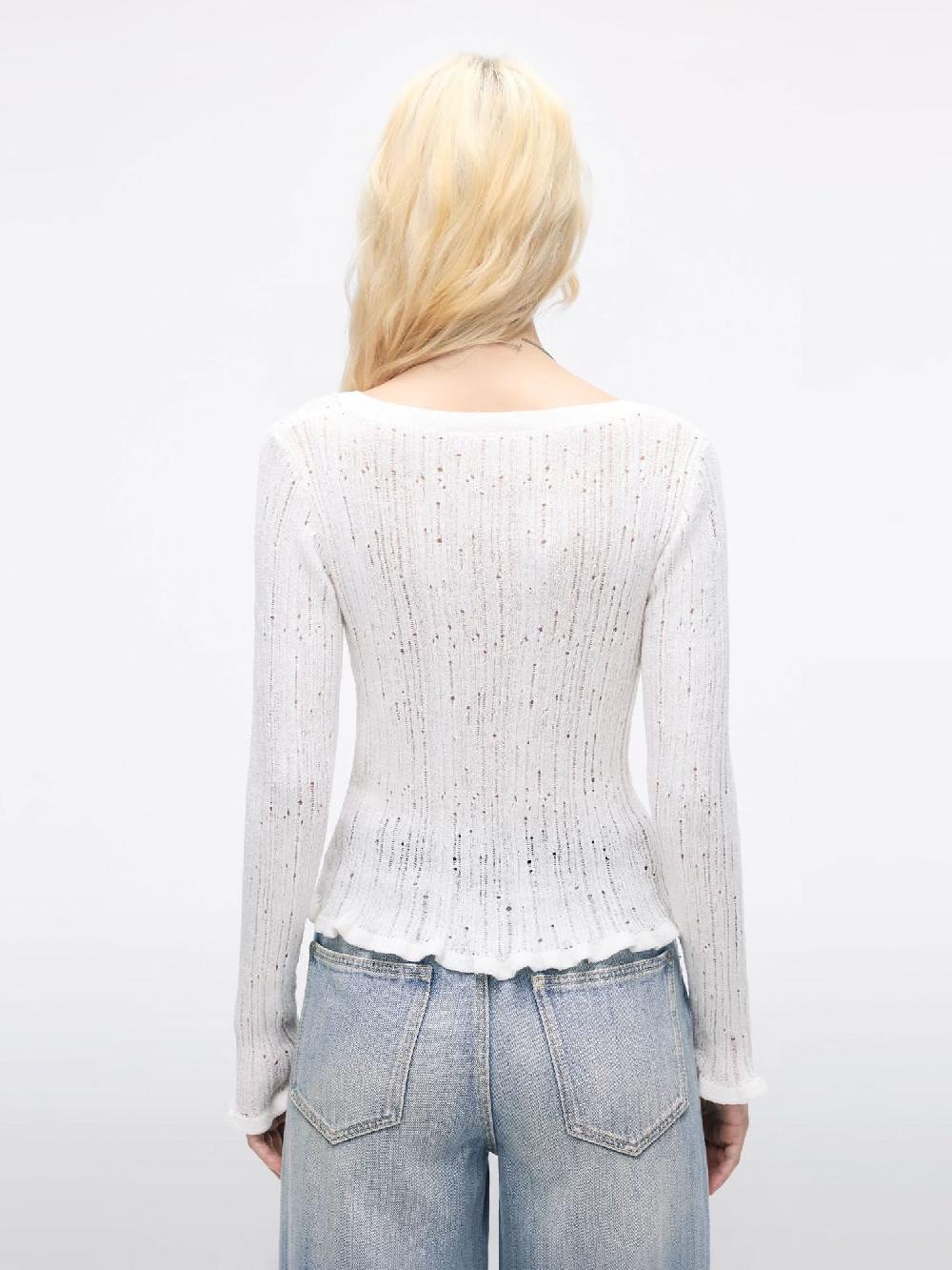 Miss Sixty DISTRESSED KNIT SWEATER WHITE