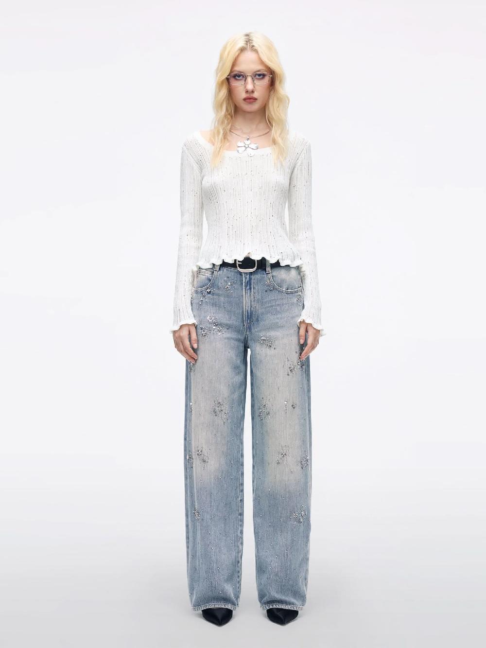 Miss Sixty DISTRESSED KNIT SWEATER WHITE