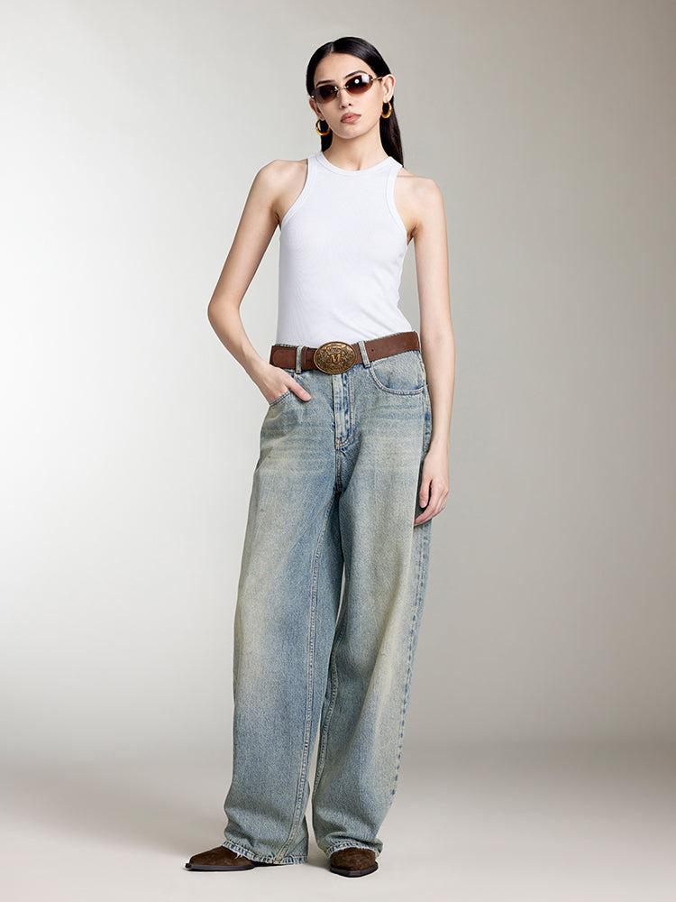 Miss Sixty DISTRESSED LOOSE FIT JEANS GREY BLUE