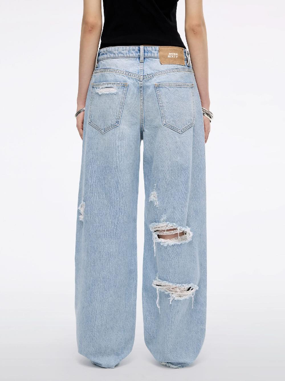 Miss Sixty DISTRESSED STRAIGHT JEANS LIGHT BLUE