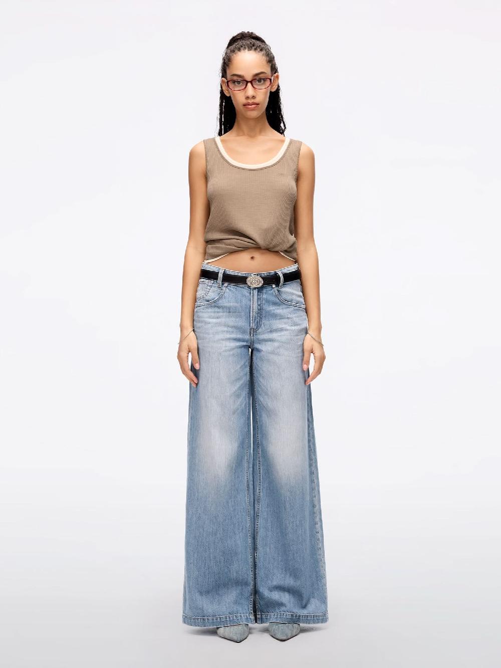Miss Sixty DISTRESSED WIDE LEG JEANS MIDDLE BLUE