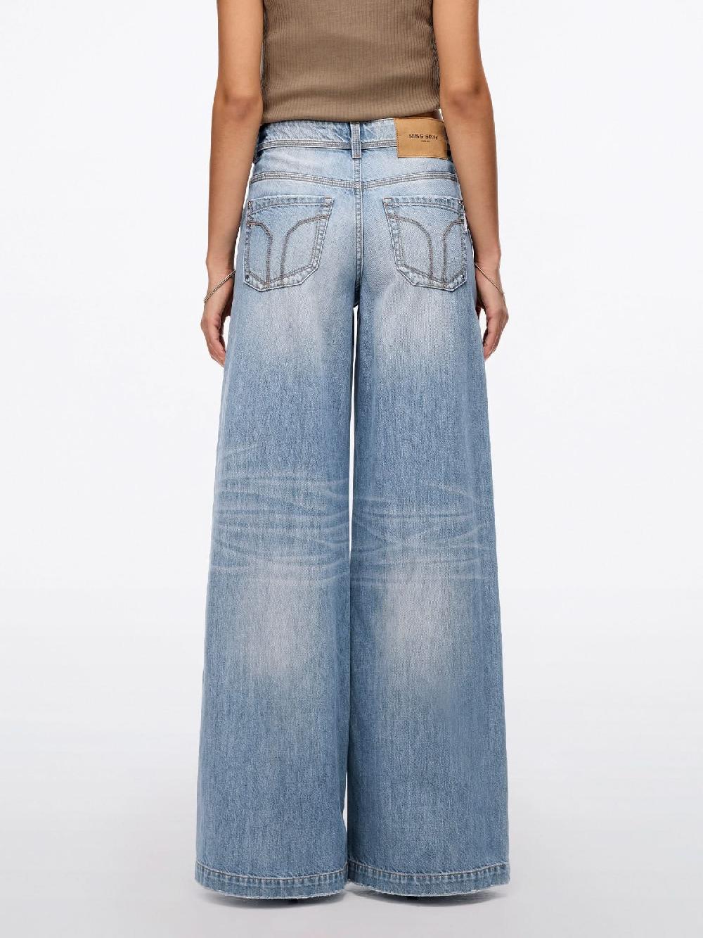 Miss Sixty DISTRESSED WIDE LEG JEANS MIDDLE BLUE