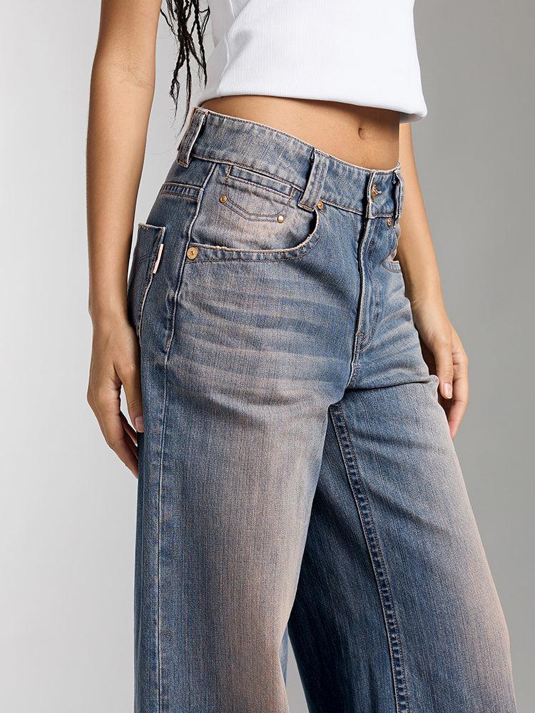 Miss Sixty DISTRESSED WIDE LEG JEANS MIDDLE BLUE