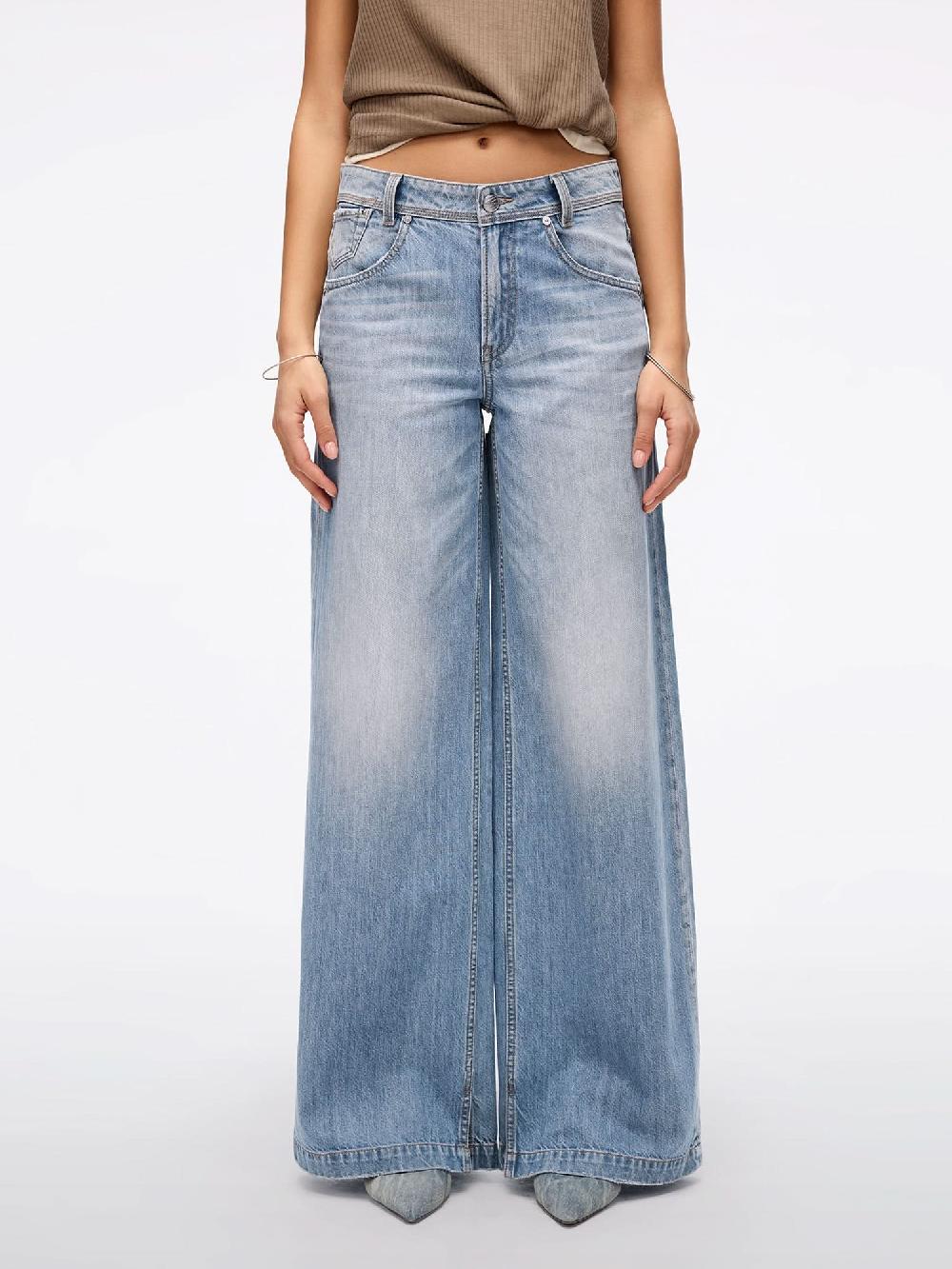 miss sixty DISTRESSED WIDE LEG JEANS MIDDLE BLUE