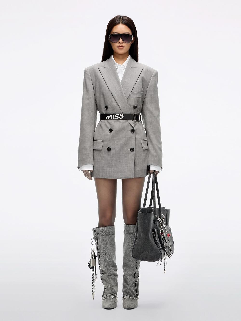 Miss Sixty DOUBLE-BREASTED BLAZER HEATHER GREY