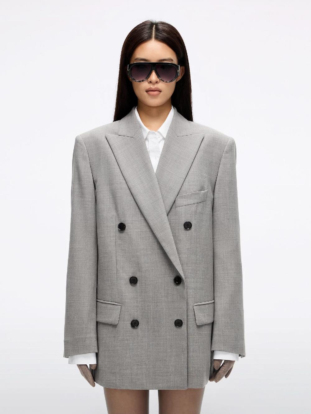 miss sixty DOUBLE-BREASTED BLAZER HEATHER GREY