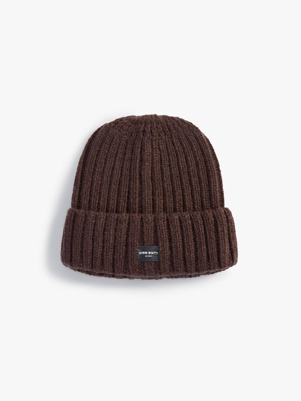 miss sixty DOUBLE-LAYERED BEANIE DARK COFFEE