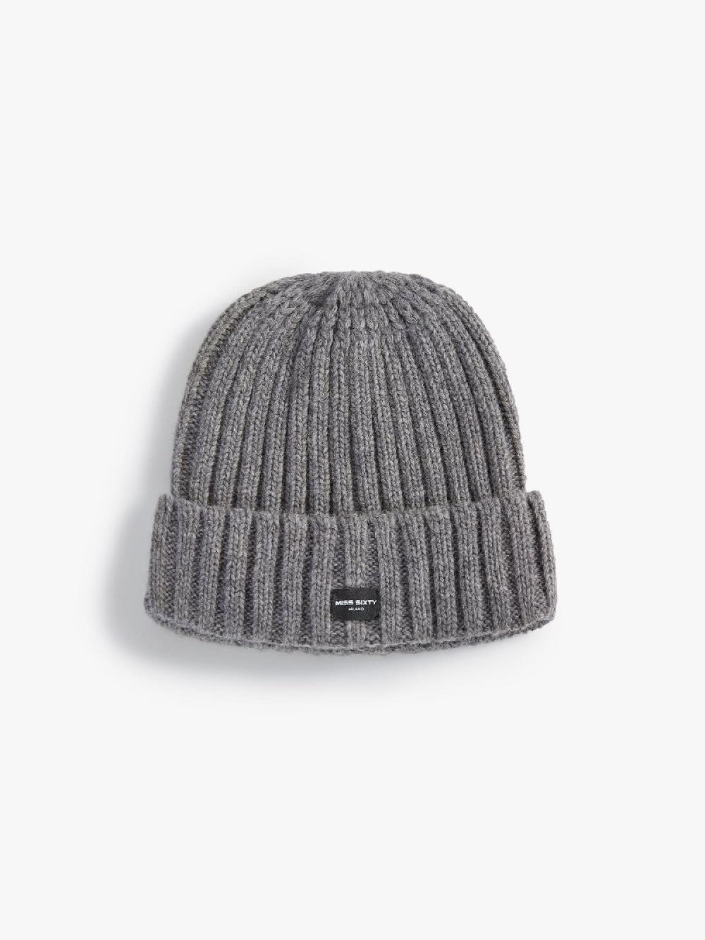 miss sixty DOUBLE-LAYERED BEANIE DARK GREY