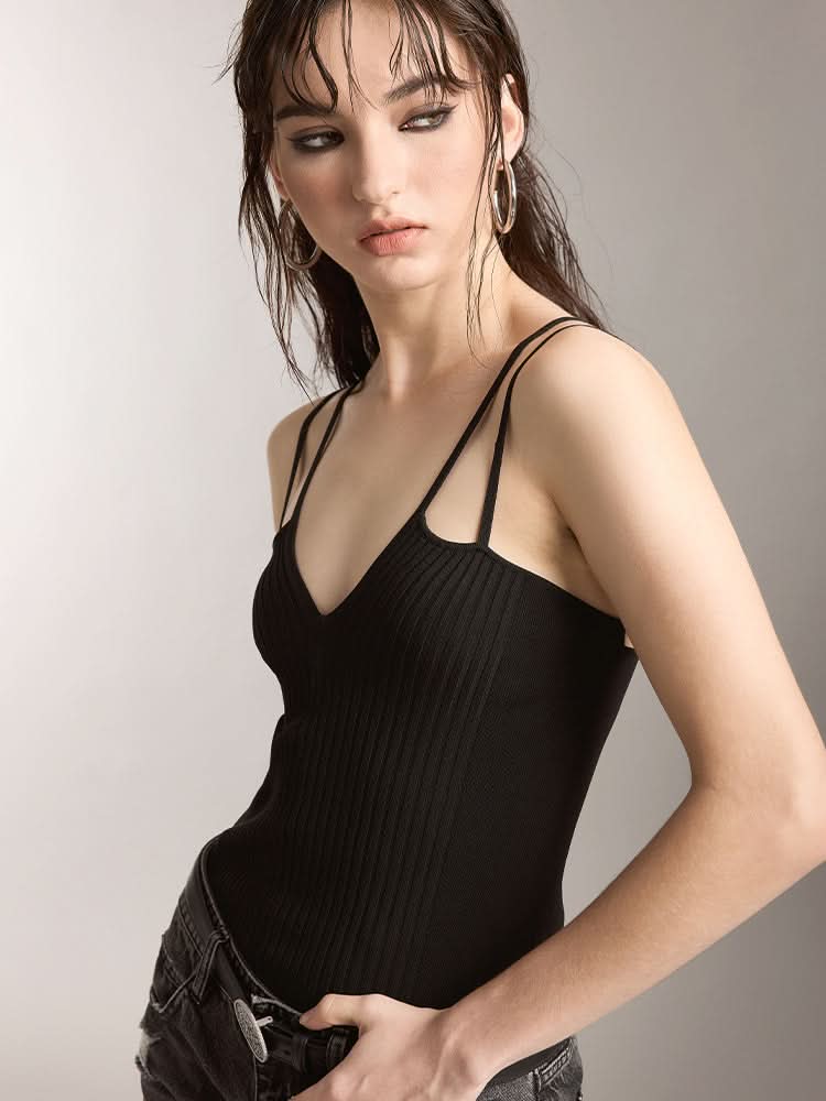 Miss Sixty DOUBLE STRAP TANK TOP BLACK