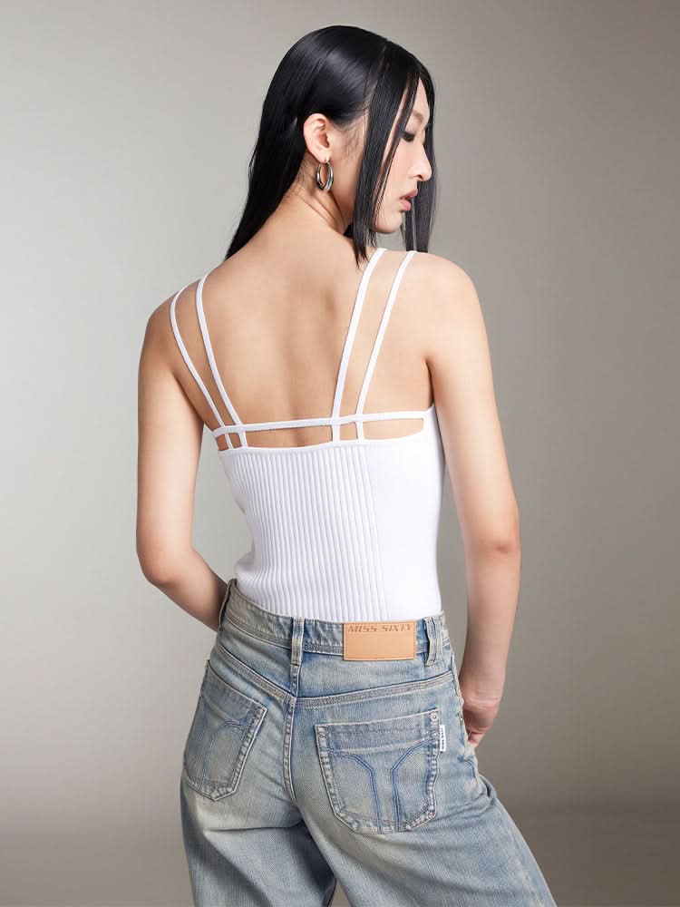 Miss Sixty DOUBLE STRAP TANK TOP WHITE